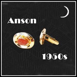 Vintage Goldstone Cufflinks Anson Cuff Links Retro Gift for Him